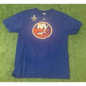 Reebok NHL John Tavares Stanley Cup Blue Short Sleeve Shirt Mens Large